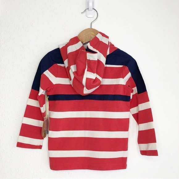 NWT Egg by Susan Lazar shirt long sleeve hoodie jersey red stripe size 2T - Picture 2 of 8